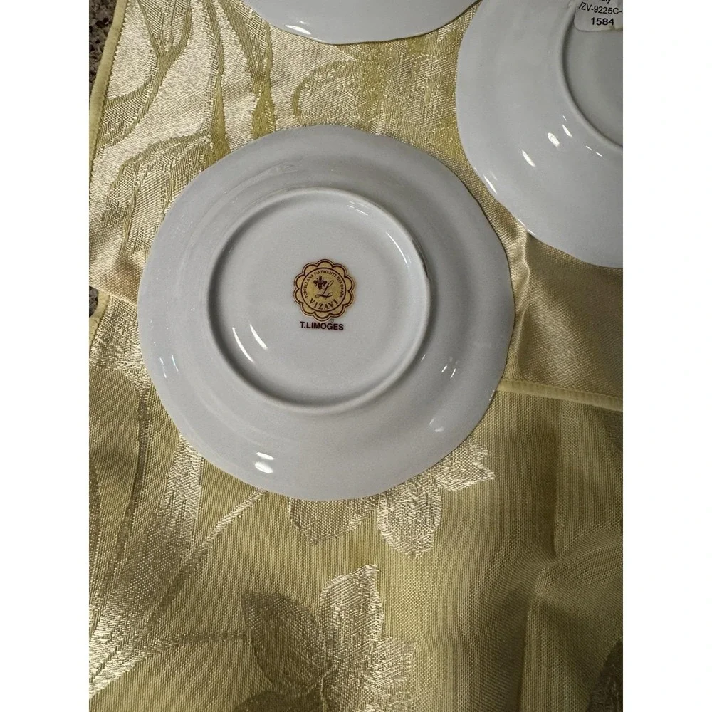 NEW Set of 6 Vizavi T Limoges Tea Saucers Oro Fragonard Gold Italy 5.75